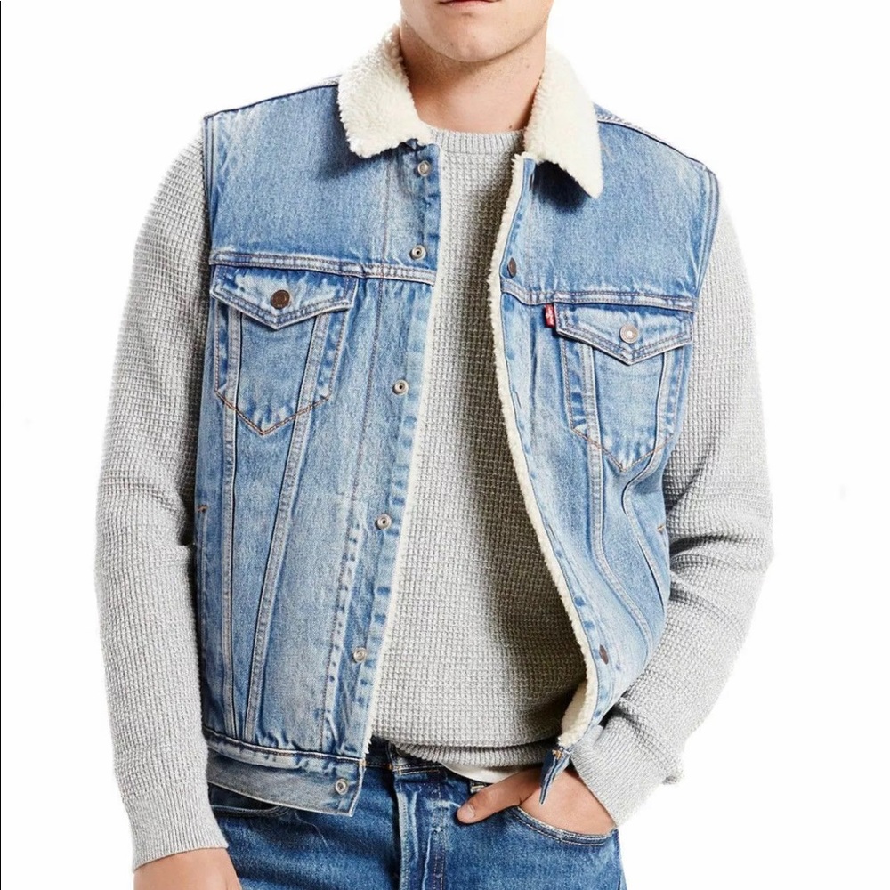 COPY - Levi's Men's Denim Regular Fit Snap Front Sherpa Trucker Jean Vest